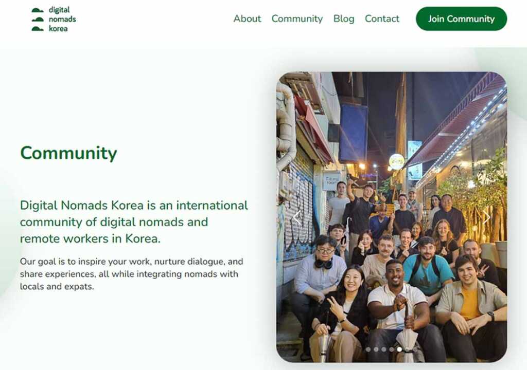 Digital Nomads Korea website